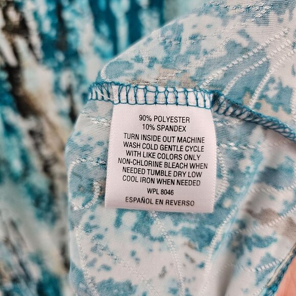 JM Collection Woman 2X Top Turquoise Abstract Print 3/4 Sleeve Stretch Fall Work - Picture 7 of 8